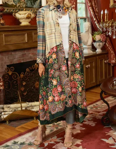 Aratta Lara Maxi Shirt In Washed Olive Plaid