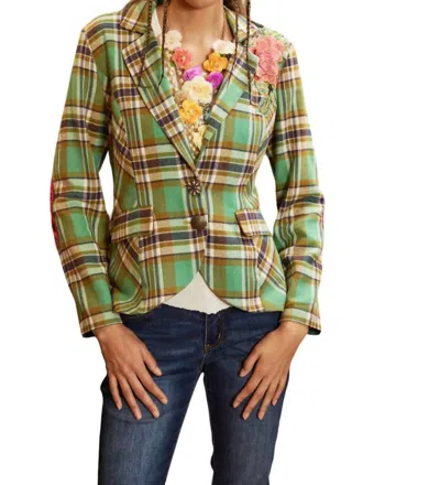 Aratta Mcqueen Blazer In Green Plaid