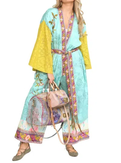 Aratta My Beauty Kimono In Teal Mustard In Multi