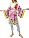 Aratta Printed Beaded Kimono In Ivory Multi