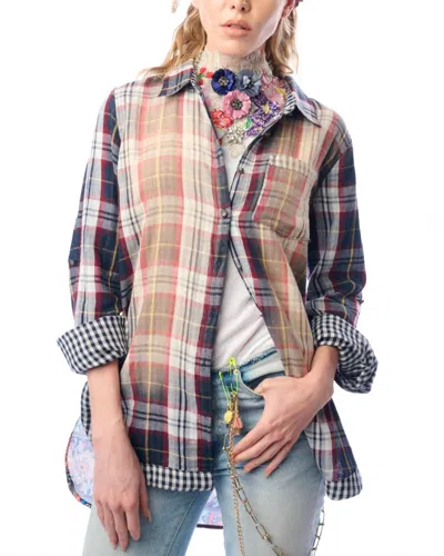 Aratta Strasburg Button-up Shirt In Black/burgundy In Multi