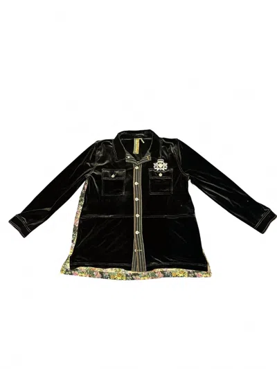 Aratta Women's Crazy Heart Velvet Jacket In Black