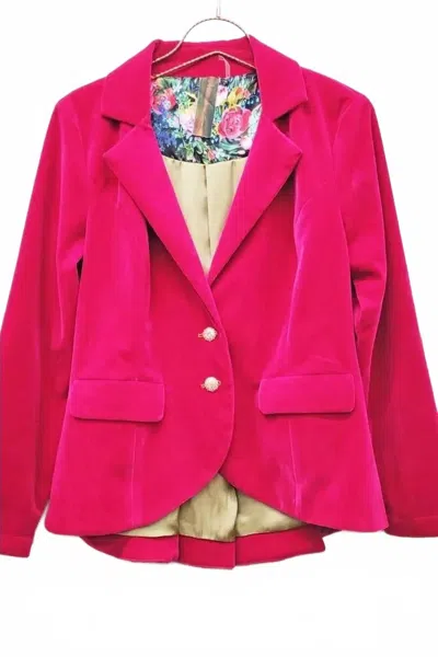 Aratta Women's Jovie Velvet Button-up Blazer In Fuchsia In Pink