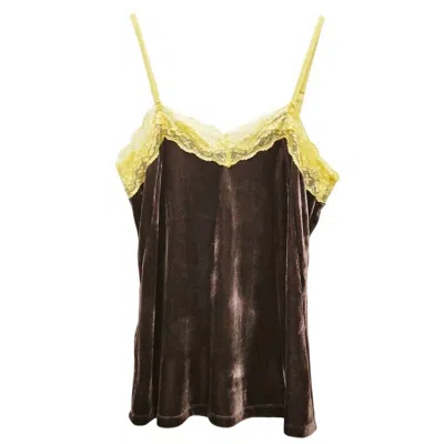 Aratta Women's Velvet Lace Trim Cami In Brown