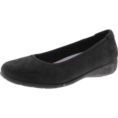 Aravon Womens Cushioned Footbed Faux Leather Ballet Flats In Black