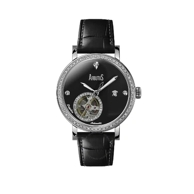 Arbutus Ag Silver Collection Diamond Black Dial Ladies Watch Ag2201sbb In Black / Silver