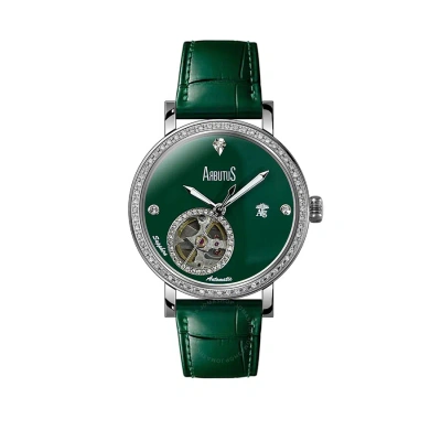 Arbutus Ag Silver Collection Diamond Green Dial Ladies Watch Ag2201sgg