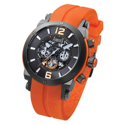 Arbutus Wall Street Black Dial Orange Silicone Men's Watch Ar606bqq