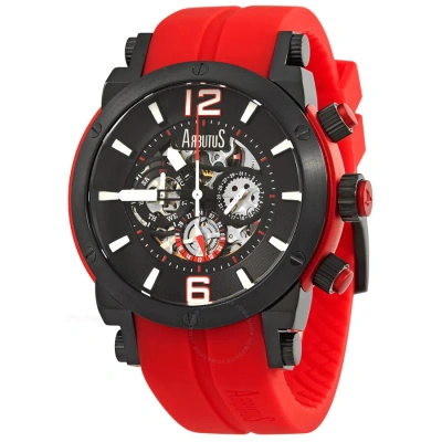 Arbutus Wall Street Black Dial Red Silicone Men's Watch Ar606brr