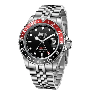 Arbutus Wall Street Gmt Automatic Black Dial Men's Watch Ar2102sbs In Metallic