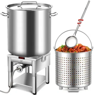 Arc 100qt Stainless Steel Seafood Boil Pot With 200,000btu Fortable Propane Burner And 48" Large Spoon, 