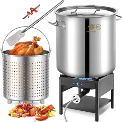 Arc 100qt Stainless Steel Seafood Boiling Kit With 48" Mixing Paddle, 200,000btu Propane Burner For Outd In Gray