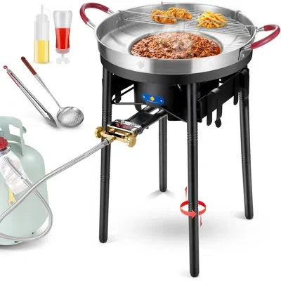 Arc 23" Concave Comal Set W/100,000btu Propane Grill Burner, Disco Para In Silver
