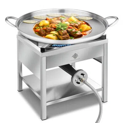 Arc 23" Heavy Duty Stainless Steel Concave Discada Cooker With 200,000 Btu High-pressure Propane Stove C In Silver