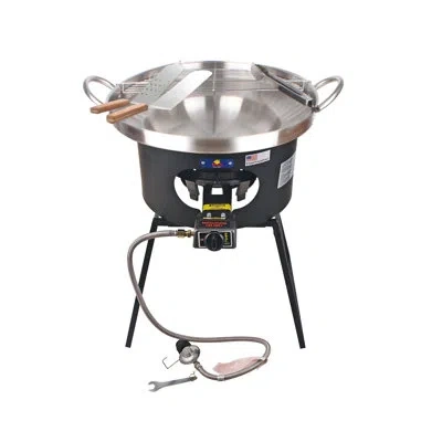 Arc 23" Stainless Steel Concave Comal Set, 30,000 Btu Propane Burner And Stand, Discada Disc Cooker.