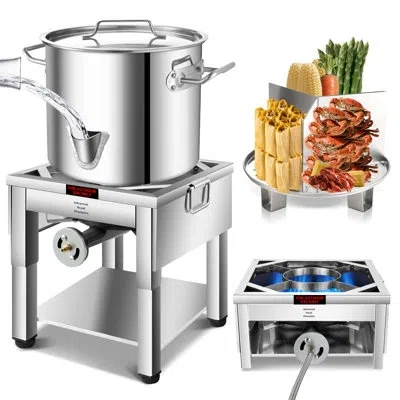 Arc 24qt Stainless Steel Steamer Pot With Propane Burner/foldable Legs For Outdoor Cooking,easy-fill Wat