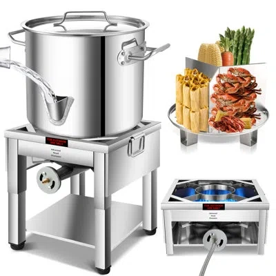 Arc 32qt Stainless Steel Steamer Pot With Propane Burner/foldable Legs For Outdoor Cooking,easy-fill Wat