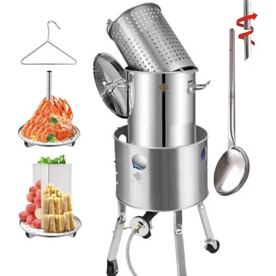 Arc 32qt Stainless Steel Stockpot With 200,000btu Propane Burner, Seafood Boil Pot And Burner With Baske