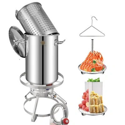 Arc 32qt Stainless Steel Turkey Fryer Pot And Burner Kit,propane Burners For Outdoor Cooking, Tamale Ste