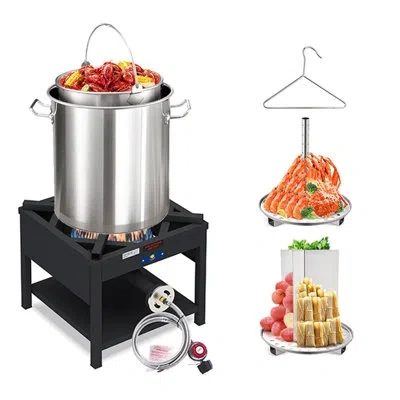 Arc 40qt Seafood Boiling Kit, 200,000btu Propane Burner Stainless Steel Crawfish Boil Pot W/basket And S