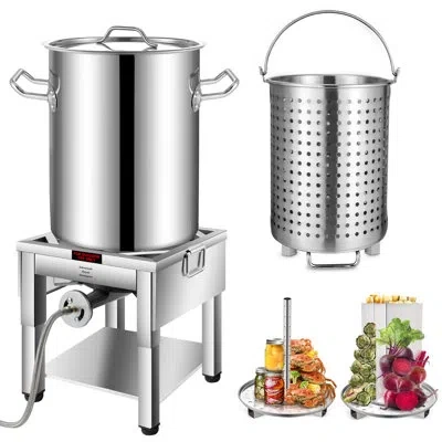 Arc 40qt Stainless Steel Pot With 200,000 Btu Protable Propane Burner, Seafood Boil Pot With Basket And 