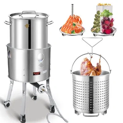 Arc 40qt Stainless Steel Stockpot With 200,000btu Propane Burner, Seafood Boil Pot And Burner With Baske