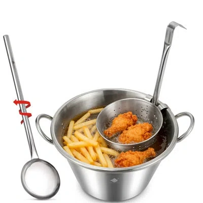 Arc 41qt Mexican Cazo Para Carnitas Set, 11.8" Fry Strainer Basket With 36" Large Spoon, 21" Heavy Duty 