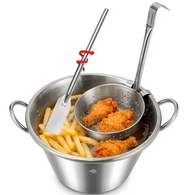 Arc 41qt Mexican Cazo Para Carnitas Set, 11.8" Fry Strainer Basket With 36" Mixing Paddle, 21" Heavy Dut