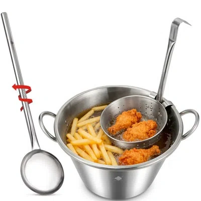 Arc 41qt Mexican Cazo Para Carnitas Set, 11.8" Fry Strainer Basket With 48" Large Spoon, 21" Heavy Duty 