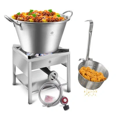 Arc 41qt Stainless Steel Mexican Cazo Para Carnitas Set, 200,000btu Propane Burner,21" Heavy Duty Outdoo