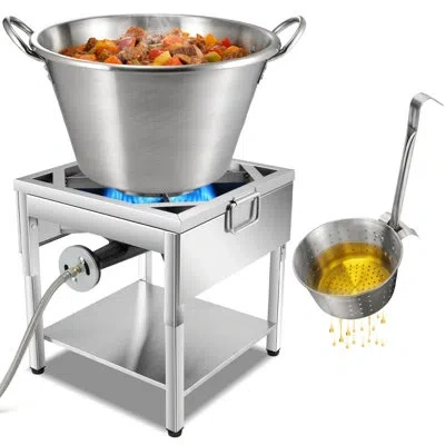 Arc 41qt Stainless Steel Mexican Cazo Para Carnitas Set, 200,000btu Protable Propane Burner,21" Outdoor 