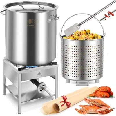 Arc 4qt Stainless Steel Seafood Boil Pot With 200,000btu Propane Burner And 48" Mixing Paddle, Crab Craw