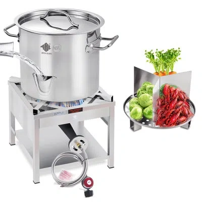 Arc 52qt Stainless Steel Steamer Pot With Propane Burner For Outdoor Cooking - Large Pot With Water Spou
