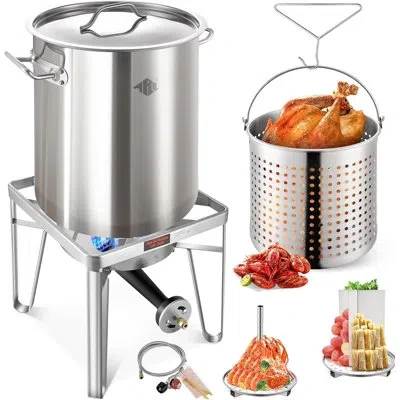 Arc 64qt Stainless Steel Pot With 200,000 Btu Propane Burner - Seafood Boil Pot, Crab Boil Pot, Lobster 