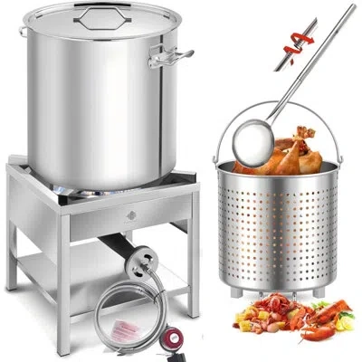 Arc 64qt Stainless Steel Seafood Boil Pot With 200,000btu Propane Burner And 36" Large Spoon, Crab Crawf