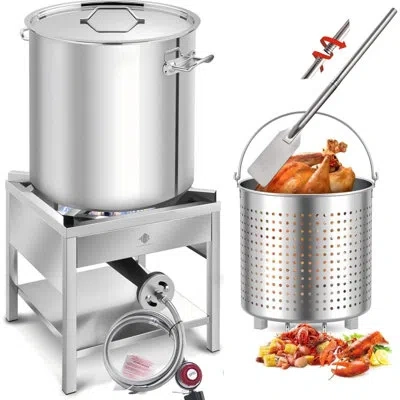 Arc 64qt Stainless Steel Seafood Boil Pot With 200,000btu Propane Burner And 36" Mixing Paddle, Crab Cra