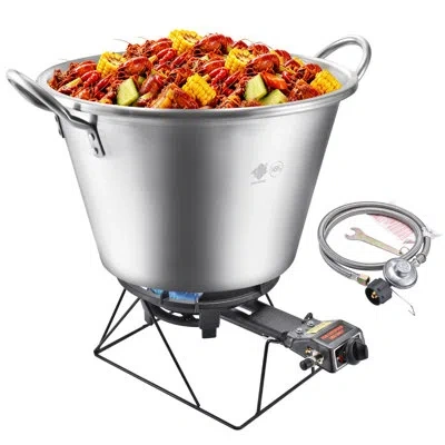 Arc 69qt Mexican Cazo Set Outdoor Wok,30,000btu Propane Burner In Silver