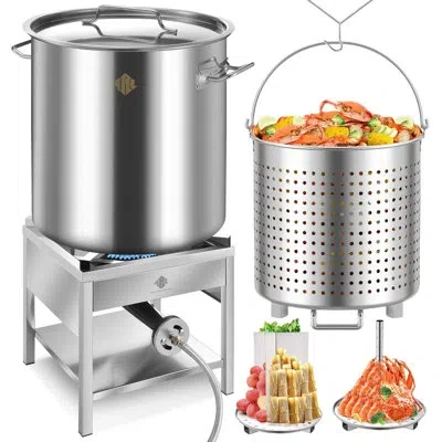 Arc 84qt Stainless Steel Pot With 200,000 Btu Propane Burner - Seafood Boil Pot, Crab Boil Pot, Lobster 