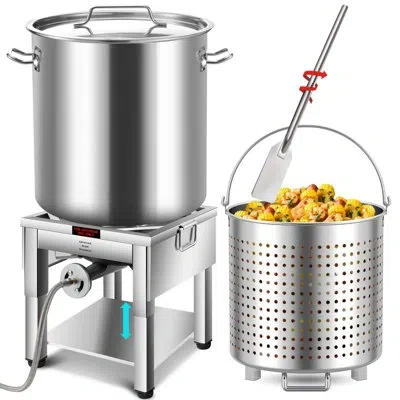 Arc 84qt Stainless Steel Seafood Boil Pot With 200,000btu Fortable Propane Burner And 36" Mixing Paddle,