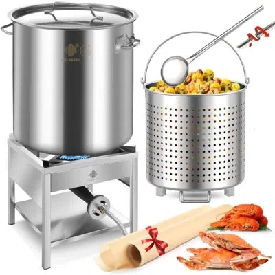 Arc 84qt Stainless Steel Seafood Boil Pot With 200,000btu Propane Burner And 48" Large Spoon, Crab Crawf