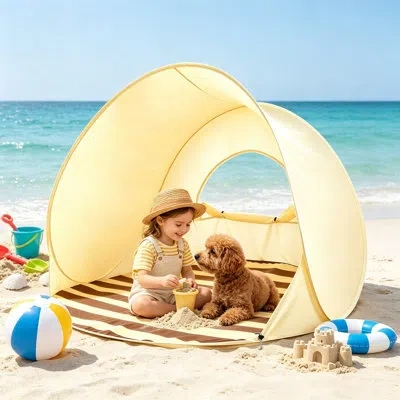Arc Baby Beach Tent,upf50+ Portable Infant Sun Shade Shelter,57x57x43in In Yellow