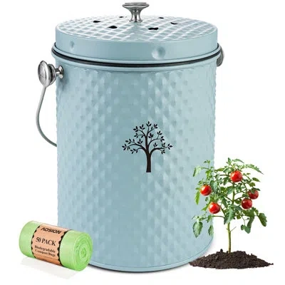 Arc Countertop Compost Bin Kitchen,odorless Indoor Compost Bin With Lid And Compost Bags,compost Bucket  In Blue