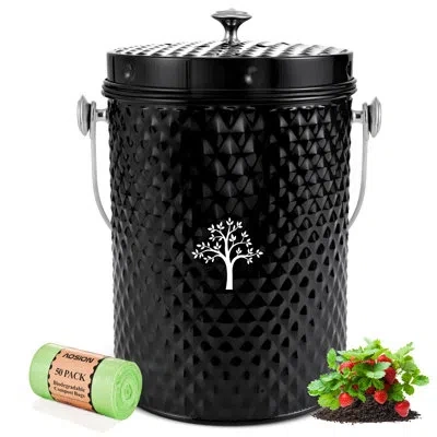 Arc Countertop Compost Bin Kitchen,odourless Indoor Compost Bin With Lid And Compost Bags,compost Bucket In Black