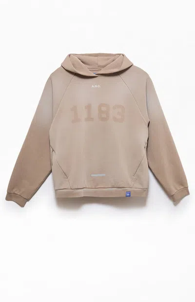 Arc Men's 1183 Khaki Vintage Wash Heavyweight Raglan Oversized Fleece Hoodie In Brown