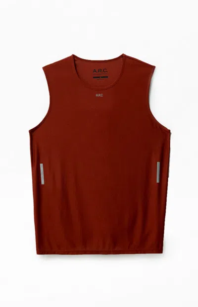 Arc Men's Active Burnt Orange Performance Tank Top In Burgundy