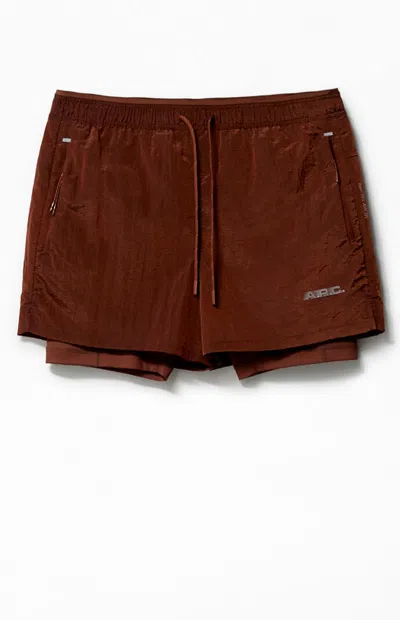 Arc Men's Active Burnt Orange Ripstop Running Shorts In Brown