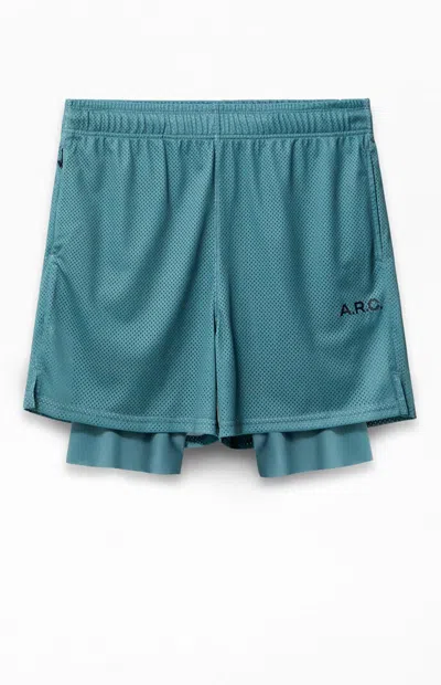Arc Men's Active Green Mesh 2 In 1 Shorts