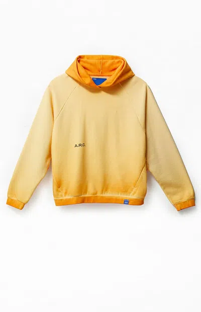 Arc Men's Active Orange Heavyweight Raglan Oversized Fleece Hoodie In Yellow