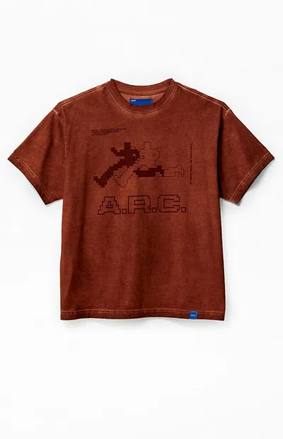 Arc Men's Active Running Man Vintage Wash Heavyweight T-shirt In Burnt Orange In Brown
