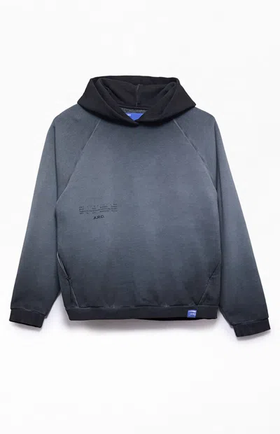 Arc Men's Black Raglan Vintage Wash Heavyweight Hoodie In Blue